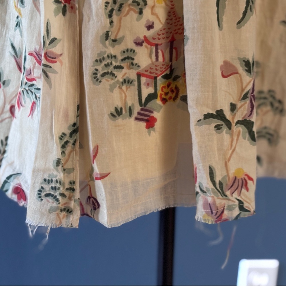 Lucky Brand Floral Print Short Sleeve Babydoll Top in Small - Picture 3 of 6